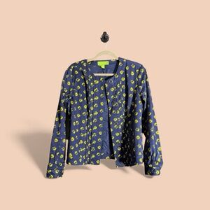 Island Republic 6 Cottagecore Navy and Yellow Monochrome Taylored Floral Blazer